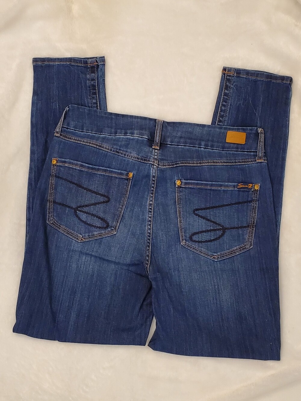 Seven7 Women's Dark Blue Tummyless High Rise Skinny Jeans 12